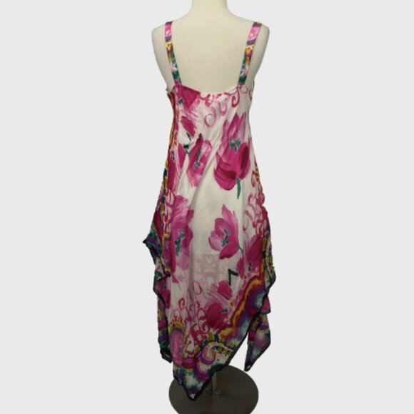 Suzi Chin Colorful Fairycore Dress Whimsical Asymmetrical 100% Silk Y2K - Picture 6 of 14